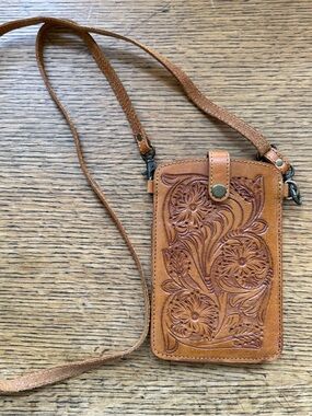 Tooled leather phone case/wallet